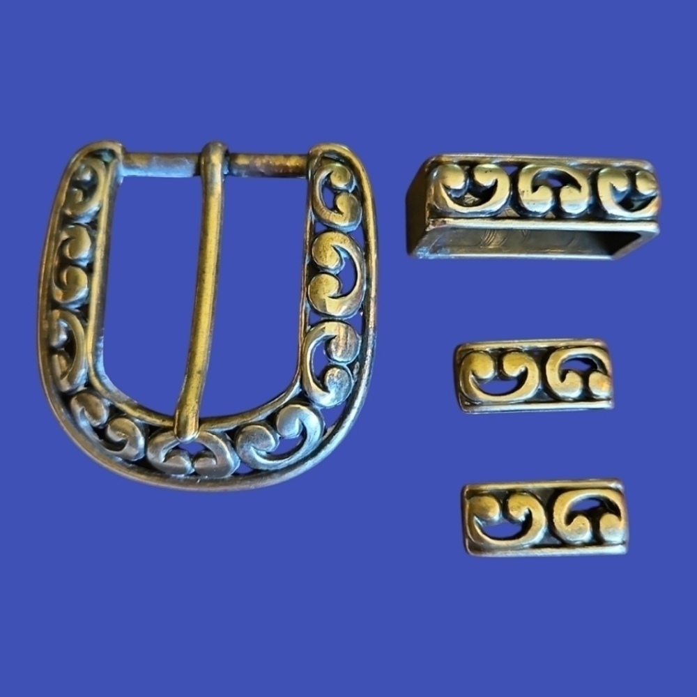 Vintage Antique Brass Belt Buckle Set